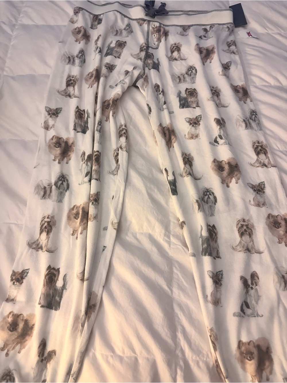 Dog Print Cozy Pet Lover Pajama Pants - White